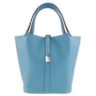 二手 Hermès Picotin Lock MM 手提包，採用 Tracesage Epsom 皮革製成，法國製造，2019 年，淺藍色D淨化草本形環配帶扣，適合女士。