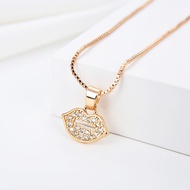 HYL JEWELRY Kalung Titaniun Wanita Permata Perhiasan Lapis Emas 18k 27n