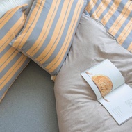 冬夏兩用舖棉二層紗布寢具套組-UMORFIL膠原蛋白紗-暖橘麻灰