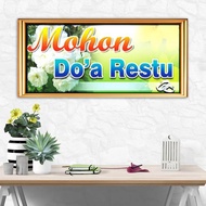 Hiasan Dekorasi Dinding Poster Wedding Mohon Doa Restu Banner Spanduk Pajangan Pernikahan Happy Wedd