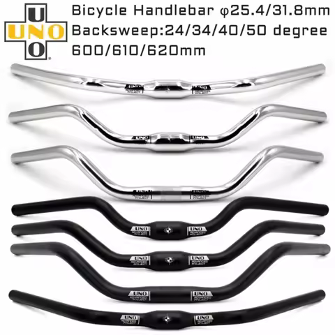 UNO Bicycle Swallow Handlebar M Type Aluminum Alloy 31.8*600/610/620mm Black Silver Retro Comfort Ci