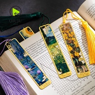 QIUJUU Metal Bookmark, Oil Painting Hollow Reading Book Clip, Multifunctional Metal Sunflower Lotus 