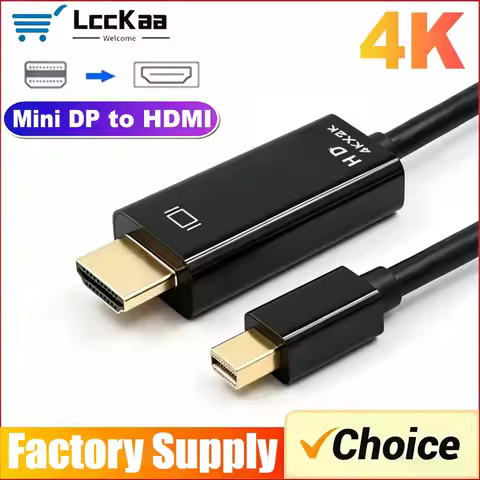 4K Mini DP To HDMI Cable 1.8m Mini DisplayPort To HDMI-compatible Converter Adapter for Laptop Proje