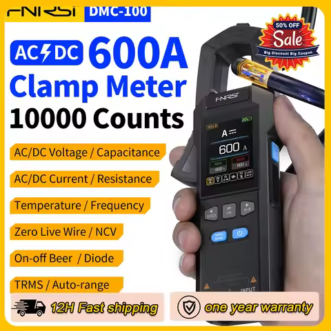 FNIRSI DMC-100 DC AC Current Clamp Meter 10000 Counts Digital Multimeter USB Charger 600A Amperimetr