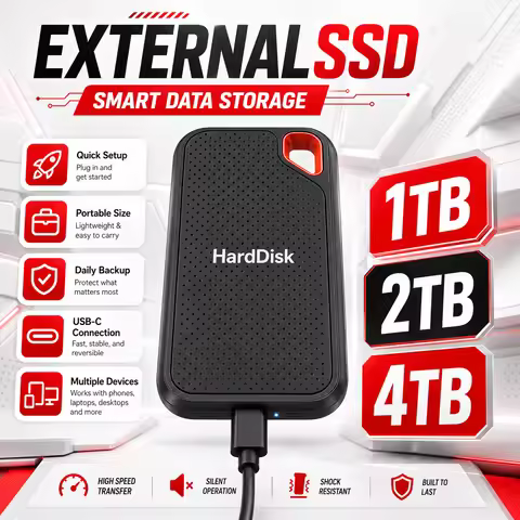 Reliable 1TB External Hard Drive Type-C Portable SSD 2TB Storage Drive for PC Laptop MacBook PC