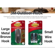 3M Command Large Metallic Bronze Outdoor Hooks 17083BZ (Holds Up 2.2kg) Wall Adhesive