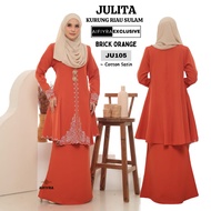 JULITA Baju Kurung Riau Sulam Minimal Iron Nursing Wuduk Friendly Patuh Syariah Wanita Muslimah baju