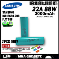 SAMSUNG-20R 18650 Rechargeable Battery (2000mAh 22A) 2PCS Original Lithium Ion FREE Battery Case