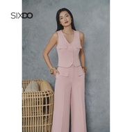 Áo gile hồng phối nắp túi ngực SIXDO (Pink Pink Woven Waistcoat)