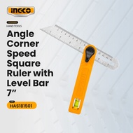 Ingco 7" (150mm)  Angle Corner Speed Square Ruler with Level Bar HAS181501 IHT