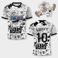 Bandai | One Piece Luffy Gear 5 Nika Manga Style 3D Soccer Jersey Mens Anime Football Tee Summer Chi