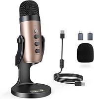 ZealSound USB Microphone, Plug&Play Gaming Microphone for PC Phone, PS 4&5, with Gain Button, Fast M