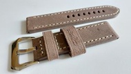 24mm x 24mm 淺啡色 真皮錶帶 w/ 抛光錶扣  Panerai 適用-