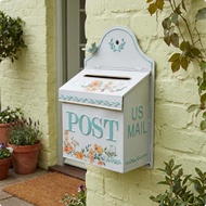 [kwbyle] Outdoor Iron Mail Box Retro Style Wall Mounted Mailbox Decorative Floral Postbox for Parcel