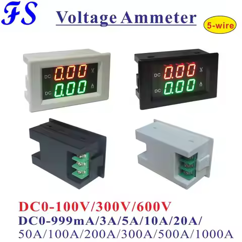 YB4835VA Digital Voltmeter Ammeter DC 0-100V 300V 600V Panel Amp Volt Voltage Current Meter 10A 20A 