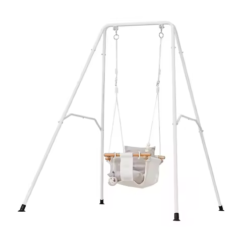SucceBuy 2-In-1 Toddler Swing&Jumper Soft Foldable A-Frame Metal Stand Heavy Duty Thick Ropes Easy I