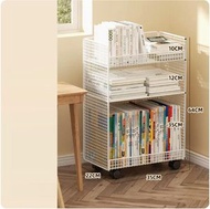 可移動儲物籃 書架 浴室儲物櫃,收納置物架【白色三層滑輪款】KHH