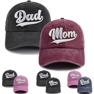 2Pcs Mom and Dad Hat,3D Embroidered Adjustable Cotton Baseball Caps Gift for Couples Parents