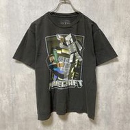 古著 Minecraft 短袖遊戲印花 T 卹，黑色，復古設計，M 碼
