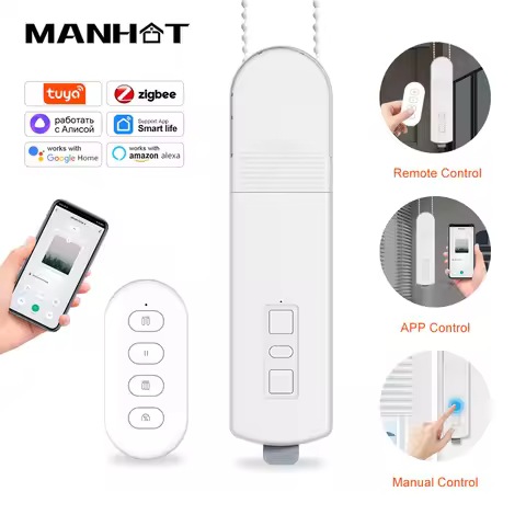 Manhot Zigbee3.0 Smart Roller Shutter Blinds Shades Drive Electric Curtain Motor Tuya Smart Life App