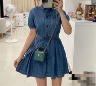 GUCCI  CHILDREN'S DENIM DRESS 愛心釦 丹寧 牛仔 洋裝 裙裝