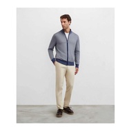 Riselimes Foreign Trade Men's Casual Knitwear Spring Autumn Gray Blue Contrast Color Stand-Up Collar