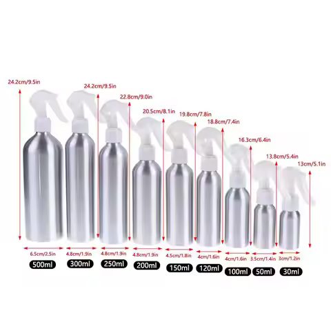 Aluminum Spray Bottles 30ml to 500ml Refillable Empty Fine Mist Pump for Perfume Toner Home Office U