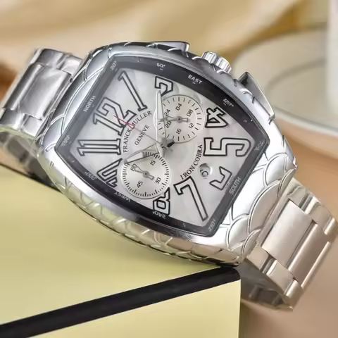 Top FRANCK MULLER Brand Geneva Watches For Mens High Quality Chronograph Full Steel WristWatch Busin
