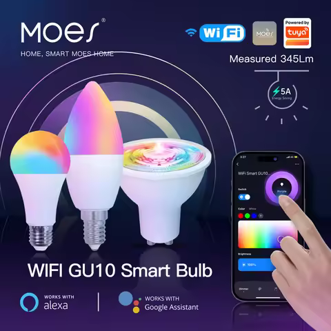 MOES WiFi Zigbee LED Light Bulb GU10 E27 E14 Candle Lamp Smart RGB RCW 2700-6500K Dimmable Light Tuy
