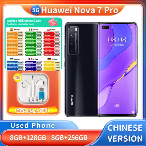 Huawei Nova 7 Pro 5G 128GB 256GB ROM Smartphone Android 6.15 inches 2340x1080px 4000mAh Used Phone