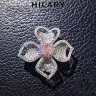 HILARY JEWELRY Perak Crystal 純銀戒指 925 Original Diamond Accessories Korean Cincin Perempuan Sterling For Flowers Pink Silver Ring Creative Adjustable Women R2045