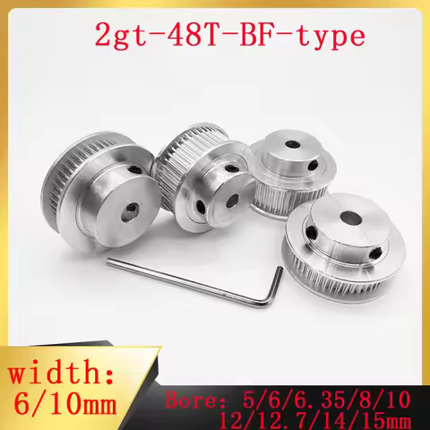 2GT GT2 48 teeth BF pulley hole 5/6/6.35/8/10/12/12.7/14/15mm tooth width 6/10mm for 3D printer part