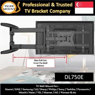 Xiaomi / EINZ / Samsung / SONY / LG / Panasonic / Philips/ Hisense / TCL / Sharp / Prism + / Kaloc DL750E Monitor Screen TV Bracket 90 or 180 degree Swivel Full Motion Wall Mount / 40 to 65 inch Screen / Vesa Within 60cmx40cm (Black)