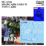 [MASTER DALIN] HO34  HGUC 1/144 MS-06C-6/R6 ZAKU II TYPE C-6 / R6 WATER SLIDE DECAL [FLOURESCNET ]
