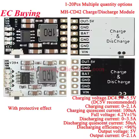20pc/1pc MH-CD42 CD42 DC 5V 2.1A 2A Mobile Power Diy Module 3.7V/4.2V Charge/Discharge(boost)/Batter