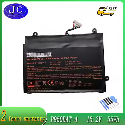 JCLJF P950BAT-4 Laptop Battery For Clevo P955EP6 P950KP6 P957HR Sager NP8953 NP8955 NP8952 NP8950 6-