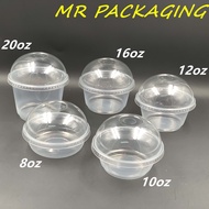 8 10 12 16 20 oz Round Disposable Plastic Food Container with Dome Lid ( 50sets± ) Bekas Ais Kacang 