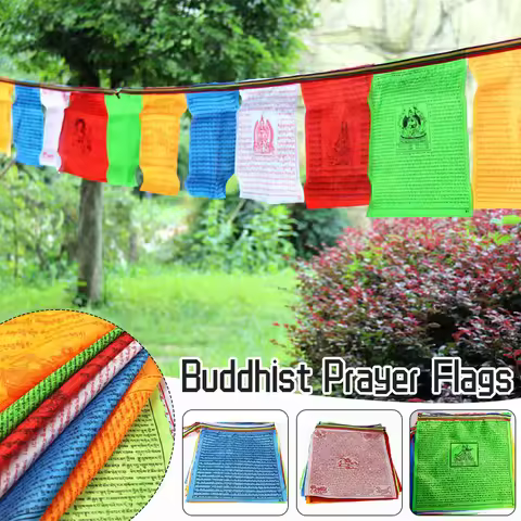 2pcs 5.8/7/8.6M Long Color Hanging Banners Tibetan Buddhist Prayer Flags Fabric Craft Tibet Decorati