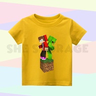 (ฟรีชื่อ) เสื้อยืด ลาย MIKEY AND JJ MAIZEN MINECRAFT สําหรับเด็กผู้ชาย และเด็กผู้หญิง KIDS