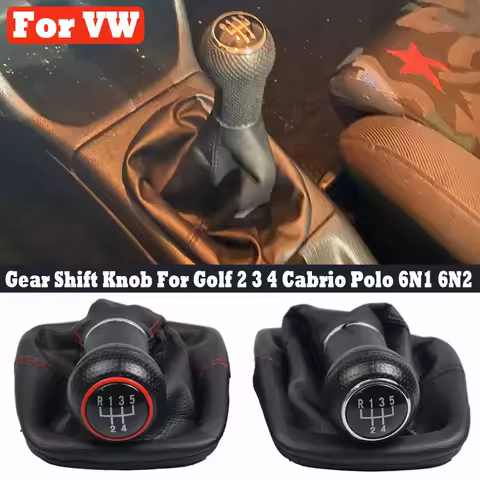 Leather 5 Speed Manual Transmission MT Gear Shift Knob Gaiter Handle For Volkswagen Golf 2 3 4 Cabri