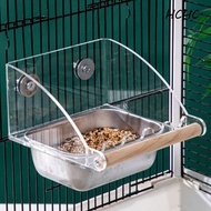 ELLSWORTH Bird Food Dispenser, Acrylic Anti-spread Cage Mounted Bird Feeder, Bird Supplies Hangable 