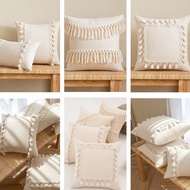 Bohemian Beige Throw Pillow Cover 45x45 30x50cm Cotton Linen Tassel Pillow Case Morocco Middle East 