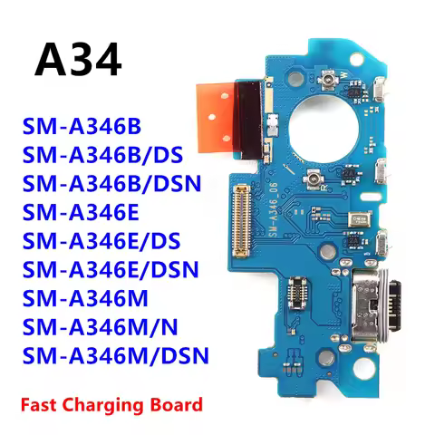 Fast Charger Charging Port Board USB Type-C For Samsung Galaxy A34 SM-A346B A346E A346M Micro Dock F