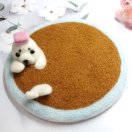 立體拉花咖啡羊毛氈杯墊 海豹寶寶泡湯