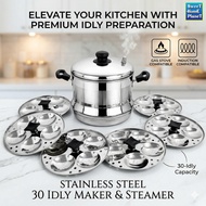 Premium Stainless Steel 6 Tray 30 Idly Maker Idli Steamer Pot | Gas Stove & Induction Compatible Dur