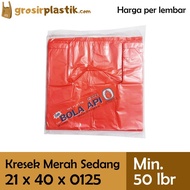 [LBR] GK05 Kantong Plastik Merah 21x0125x40 isi 50 lbr Kresek Bola Api