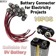 BERSY 10Pcs Battery Holder Clip, I / T Type Cable Snap on Battery Clip Connector, Soft Hard Shell 9 