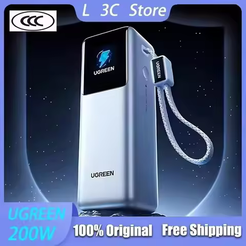 UGREEN Nexode 200W 25000mAh CCC Power Bank Build-in Retractable Cable Smart TFT Display Portable Pow