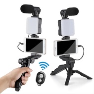 3-in-1 Photography Kit Selfie LED Ring Light with Tripod Stand,Mini Shotgun Microphone, Phone Holder