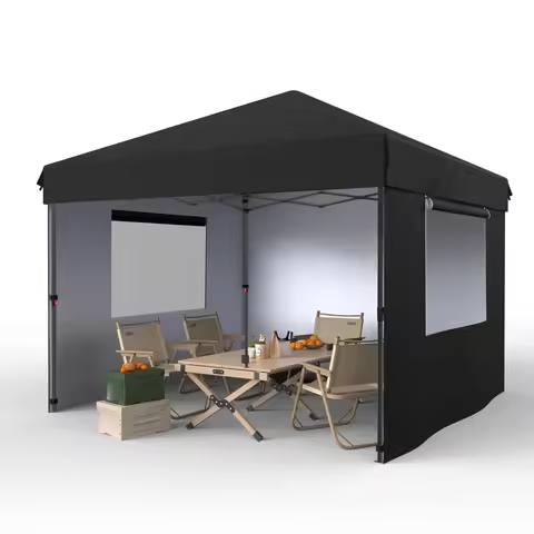10' x 10' Pop Up Canopy Tent, Outdoor Pop Up Commercial Canopy with 3 Removable Sidewalls, Heavy Dut